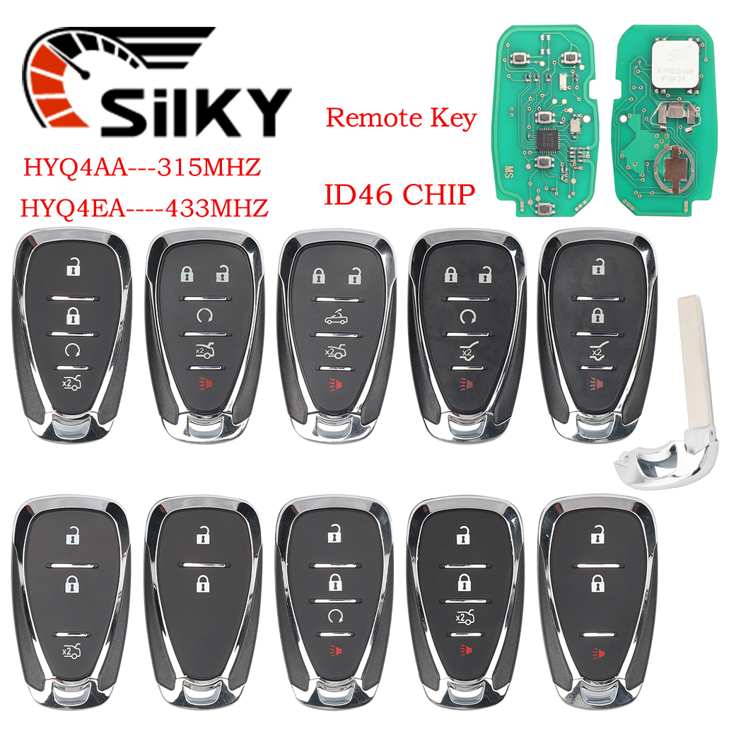 SilKY 315/433MHz ID46 チップ車のリモートキーシボレー HYQ4AA HYQ4EA マリブクルーズスパークカマロ春分ボルトブレイザートラバース息子