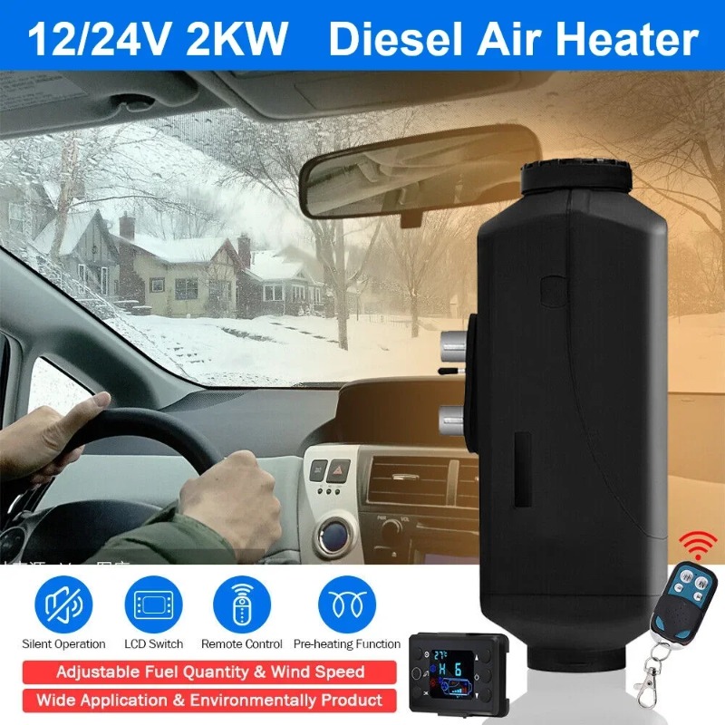車のディーゼルヒーター空気ディーゼルヒーター 12V/24V 2/5KW ディーゼルパーキングヒーター低ノイズヒータートラックバス RV トレーラーボートヒーター