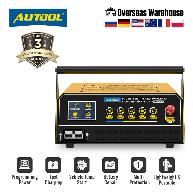 AUTOOL EM365 インバータープログラミング電源自動車バッテリー修理リアルタイム車のジャンプスターターレギュレータ車両ツール 110 V/220 V