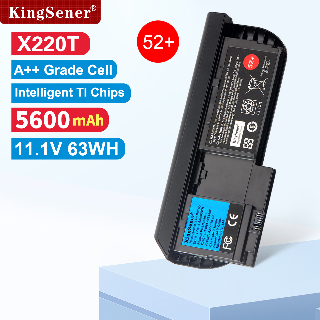 KingSener 韓国製 Lenovo ThinkPad X220T シリーズ タブレット用ノートパソコンバッテリー 42T4881 42T4882 42T4877 42T4878 52+ 11.1V 5600mAh