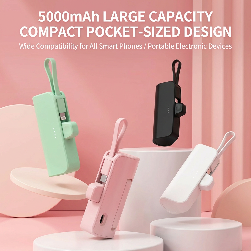PURFIELD 5000mAh ミニパワーバンク、大容量急速充電緊急外部バッテリー iPhone Type-C 携帯電話用