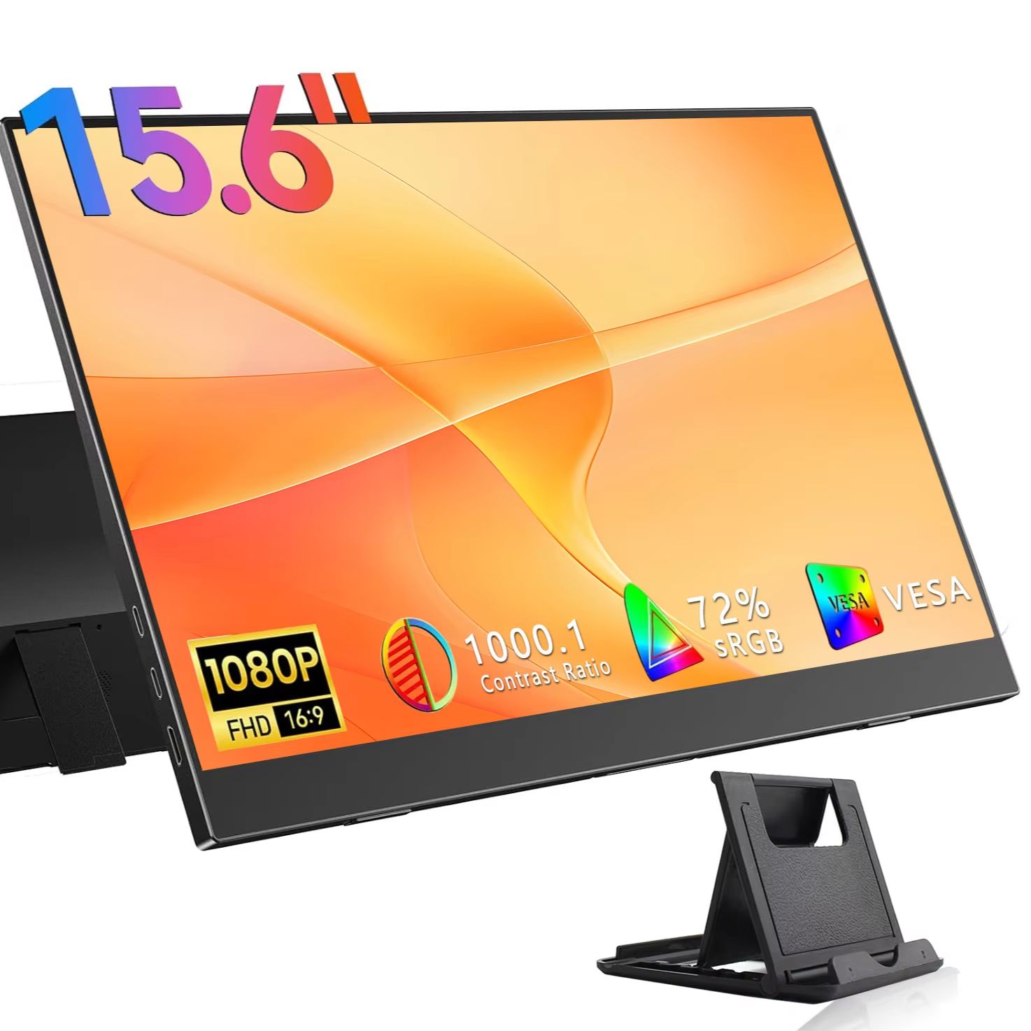 AHXJKA 15.6 インチポータブルモニター 1920*1080P FHD IPS 16.9 Type-C ミニ HDMI 付きラップトップ電話テレビ PS4/5 XBox Mac スチームスイッチ