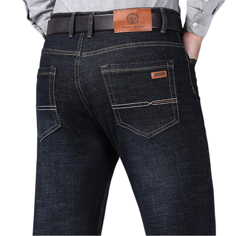 メンズソフトストレートデニムパンツ 2025 秋のクラシックビジネス黒バイカージーンズオーバーオール Masculino パンタローネ Hombre Mannen オム