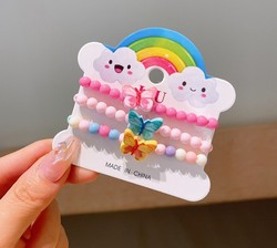 卸売 3 ピース/セット子供のジュエリーセットかわいいプラスチックユニコーンブレスレット小さな女の子のためのカラフルなアクリルビーズ