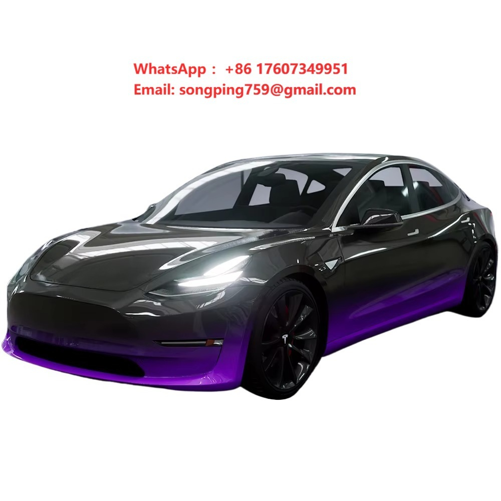 ホット販売 PVC PET 変色カーラップビニールフィルム 1.52 × 18 メートルカスタムデザインアンチスクラッチ車両ステッカーラッピングフィルム