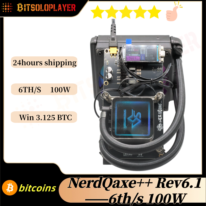 Bitcion マイナー NerdQaxe ハイドロ Rev 6.1 6TH/s 100W BTC マイニングマシン BM1370 チップ Sha-256 アルゴリズムと電源