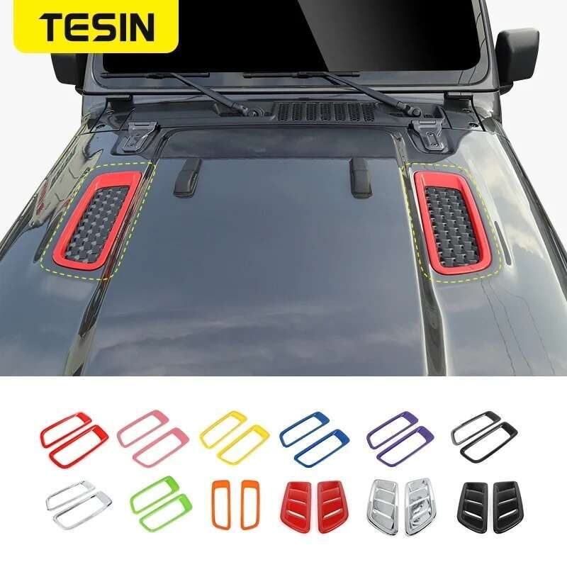 TESIN 車のエンジンフード空気出口ベント装飾カバーステッカーアクセサリージープラングラー JL 2018 ジープグラディエーター 2018