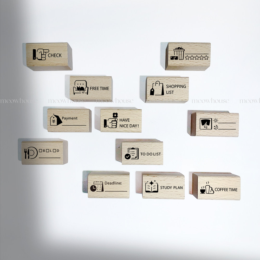 ミニ木製樹脂生活記録スタンプ毎日のスケジュールプランナージャーナルスクラップブッキングコラージュ装飾 DIY クラフト文具