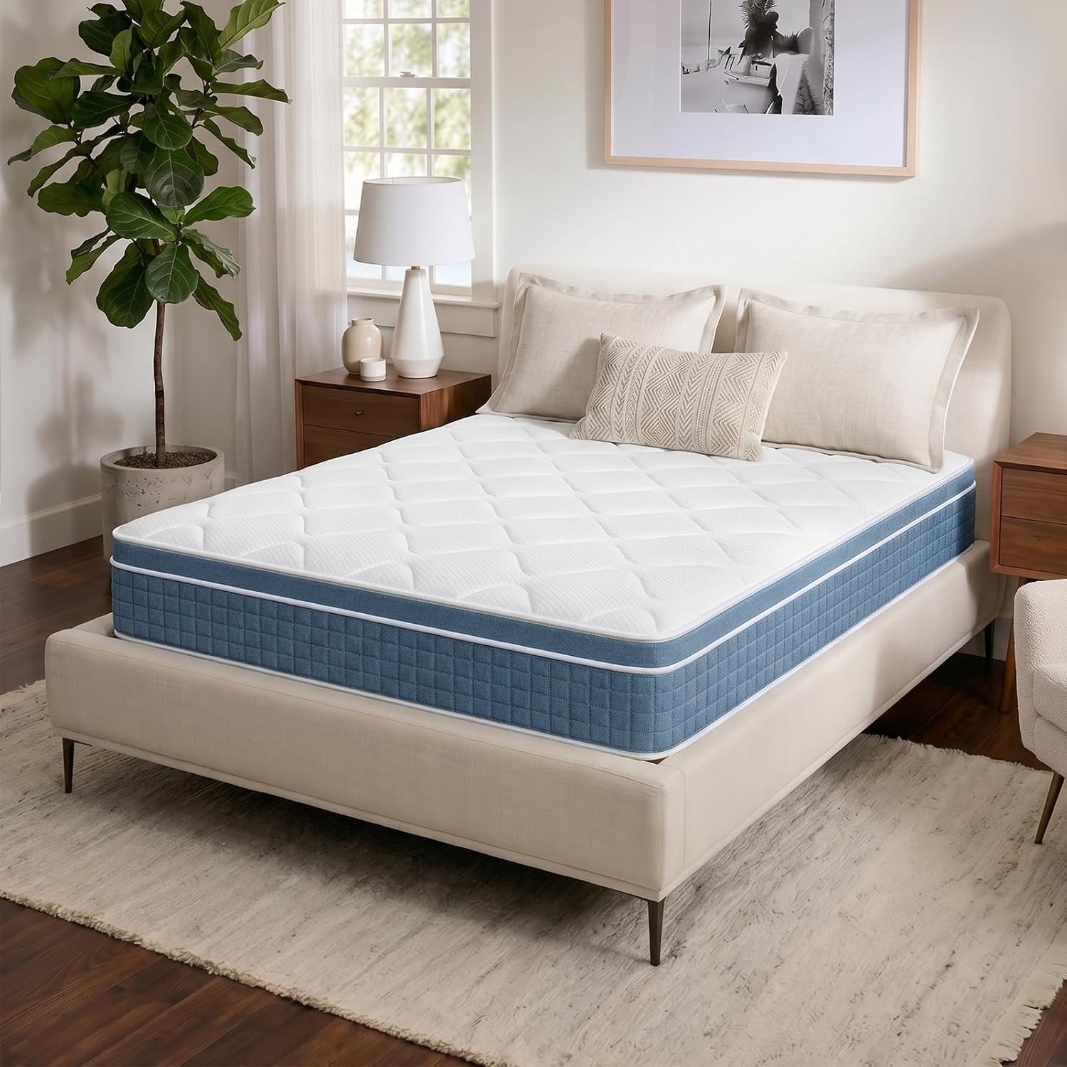 8in Medium Firm Cooling Hybrid Twin Mattress In Box, Pocket Spring & Memory Foam Mattress for Bedroom, Custom