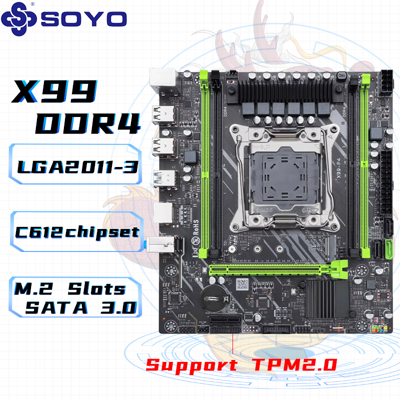 SOYO X99 マザーボード DDR4 LGA2011-3 M スロット 2 サポート C612 チップセットデュアルチャネル DDR4 SATA 3.0 ゲームデスクトップコンピュータ用