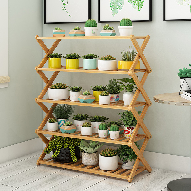 多層植物ラック 屋内リビングルーム用 植木鉢ラック グリーンパイナップル 多肉植物 バルコニー装飾 収納ラック 竹