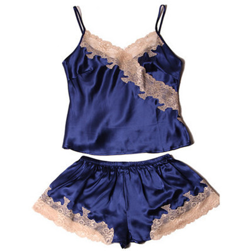 セクシーなLace100ピュアリアルシルクパジャマセット女性レディースレースナイトガウン夏のシルクかわいいショーツスーツホームパジャマレッド