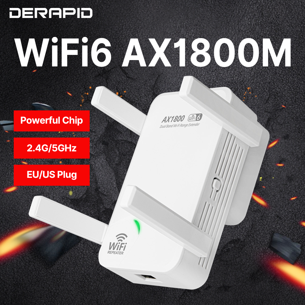 AX1800 デュアルバンド WiFi 6 リピーター 2.4G/5GHz ワイヤレス信号ブースターエクステンダー 1800Mbps ネットワークカバレッジ用の EU/US プラグ付き