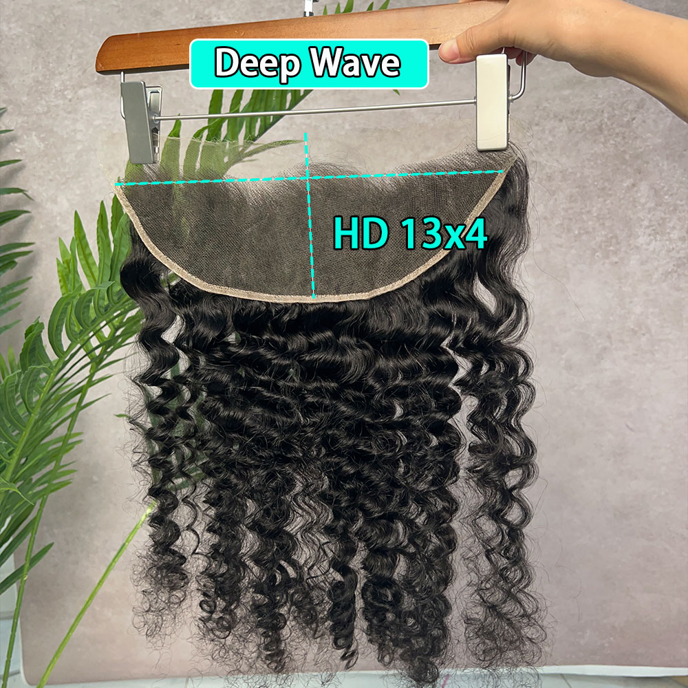 ディープウェーブリアル HD レースフロンタル 13x4 閉鎖バージン生毛 100% 人毛ルースディープウェーブフロンタル