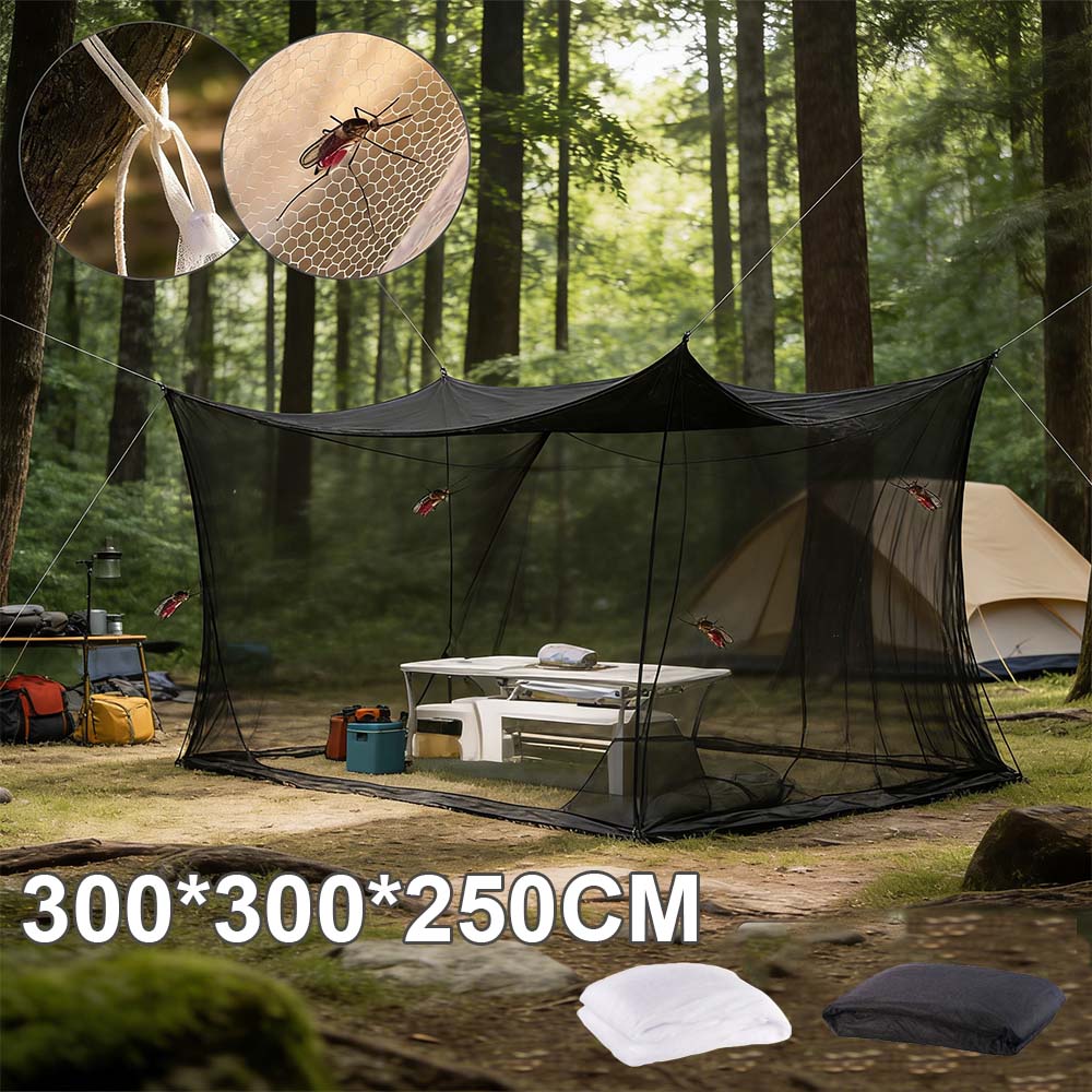 300x300x250cm 屋外蚊帳通気性メッシュスタンドなしキャンプ昆虫ネットホームパティオ釣り旅行蚊プロテクター
