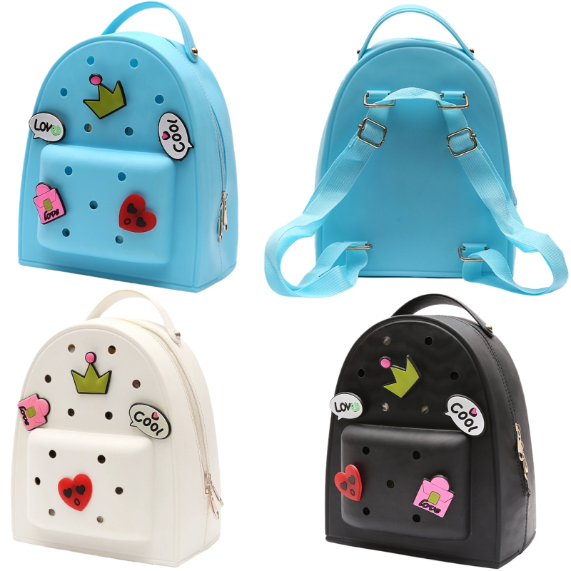 調節可能なストラップ付きシリコーン子供用バックパックジッパーソフトシリコン穴バッグ CharmsBag 防水幼稚園ランドセル