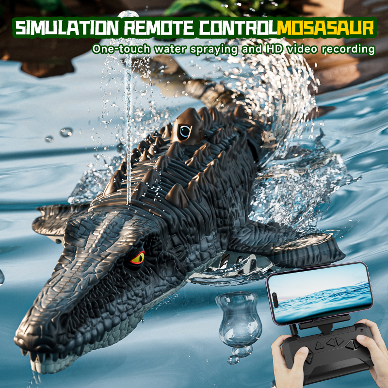 2.4G RC Electric Camera Simulation Canglong Remote Control Dinosaur Water Spray Children Toy Boy Remote Control Boat