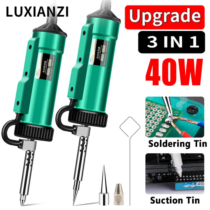 LUXIANZI 40 ワットはんだ吸い取り機 2IN1 電気はんだごて吸引錫吸盤真空ガン手溶接ツールはんだ吸い取りポンプ
