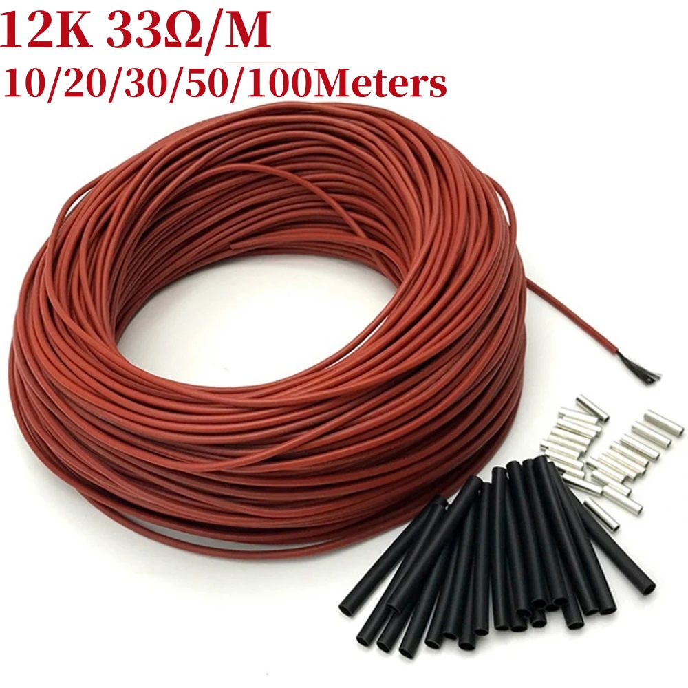 10 に 100 メートル 12 18K 床暖房ケーブル 33 オーム/M 赤外線床暖房フィルム 220V カーボンファイバー電熱線コイル