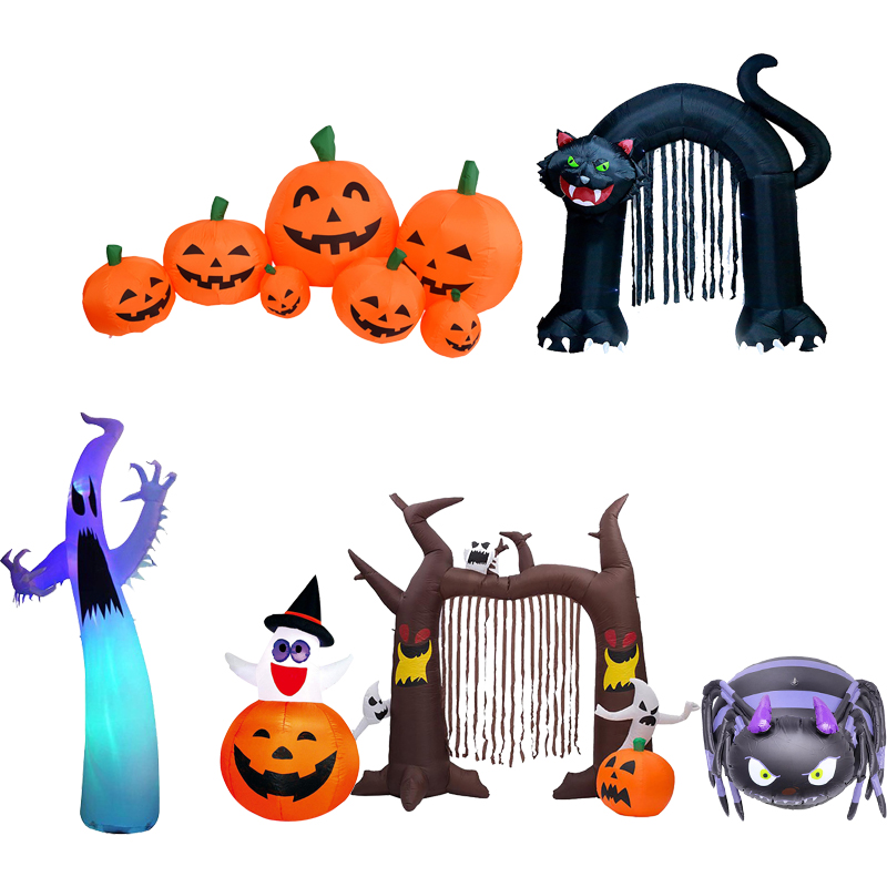 2024 新しい屋外ハロウィンおもちゃ装飾 LED 点灯インフレータブルカボチャゴーストスケルトンスカルクモハロウィンパーティー Proops