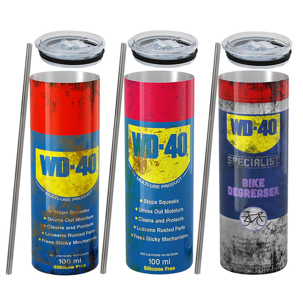 20オンス WD40 メカニックオイル真空カップ ステンレス鋼二重壁断熱タンブラー 蓋付き 冷たいホットドリンクコーヒーマグ用 プリント