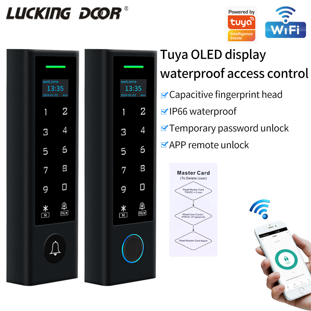 アプリ Wifi 生体認証指紋アクセス制御インターホンシステムマシンデジタル電気 125Khz RFID コードシステムドアロック用