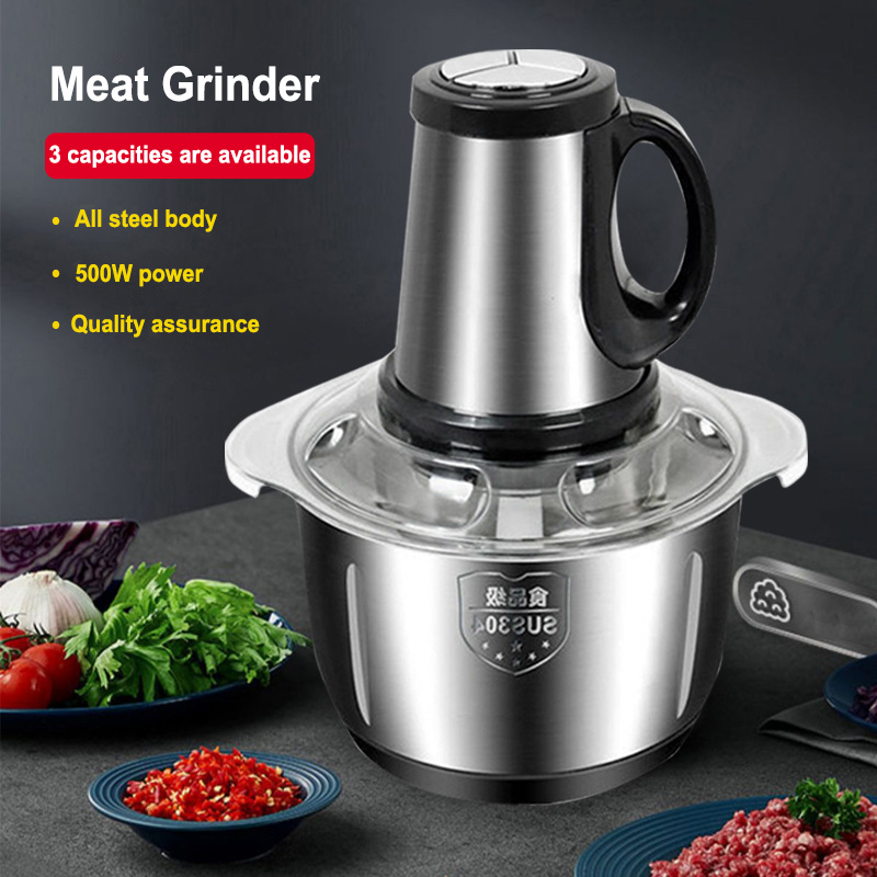 2L 3L 5L 家庭用ステンレス鋼肉グラインダー 500 ワットハイパワーブレンダー多機能フードプロセッサー食品チョッパー電気