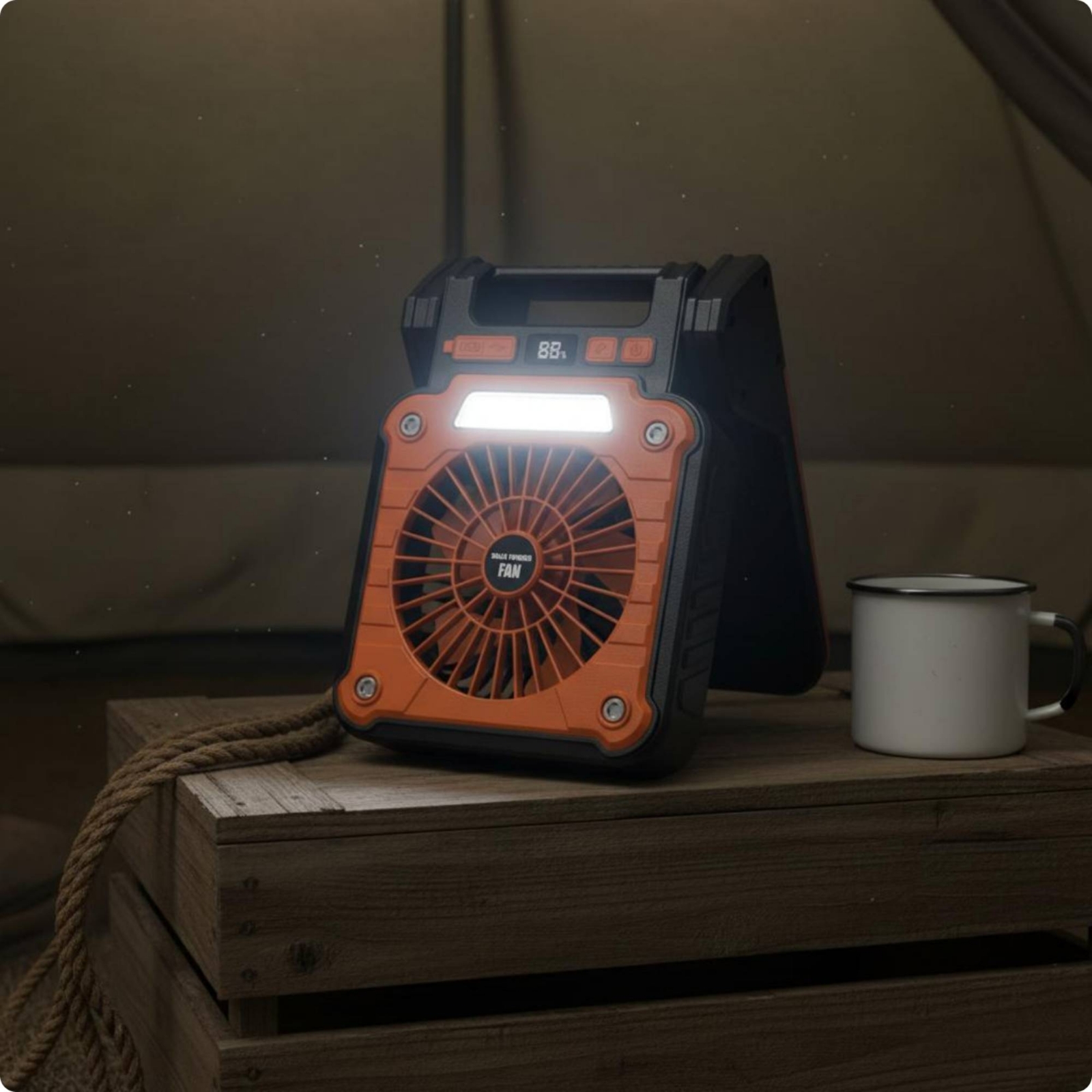 ポータブルソーラーファン キャリーハンドル 太陽光発電ファン 屋外機器 充電式 軽量