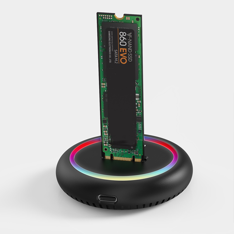 Blueendless デュアルプロトコル SSD m 2 ドッキングステーション RGB LED ライト M.2 SATA USB C SSD ケース NVME NGFF hdd SSD ドッキングステーション固体