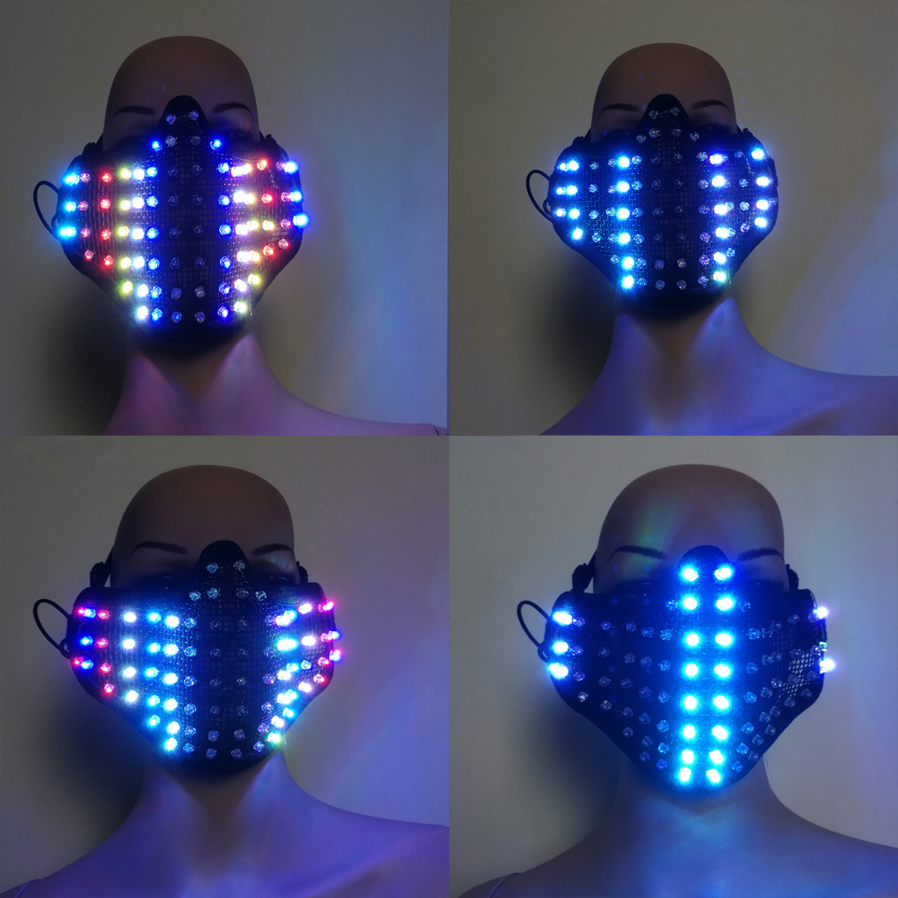 カラフルなクールな LED マスク夜間サイクリングダイナミック照明マスクフェスティバルコスプレハロウィンコスチュームホリデーパフォーマンススーツ