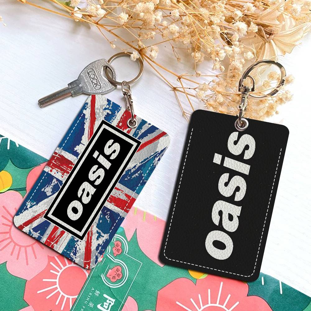 Rock O-Oasis バンドキーホルダーカードホルダーキーリング銀行バス ID クレジットカードキーリングチェーン
