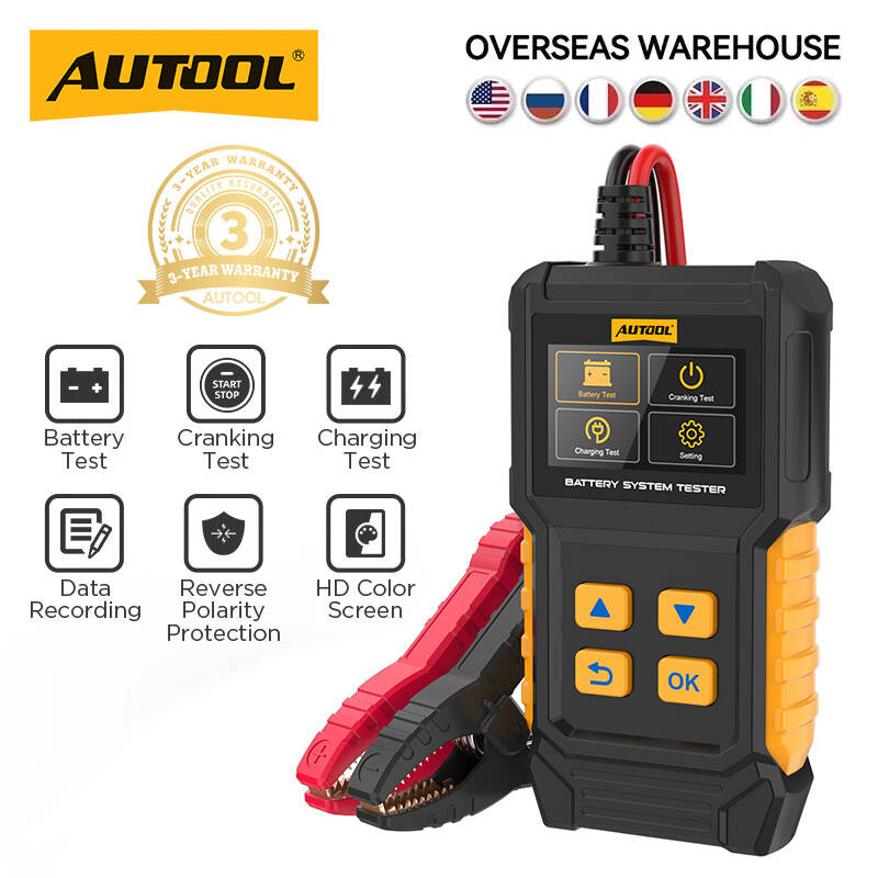 AUTOOL BT360 HD カラースクリーン 12V 車バッテリーテスターアナライザー CCA BCI クランキング充電スキャナデジタル自動車バッテリーツール