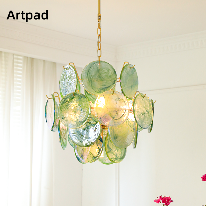 French Murano Crystal Chandeliers Elegant Colorful Glass LED Hanging Lamp for Villa Living Room Bedroom Study Luxury Home Decor
