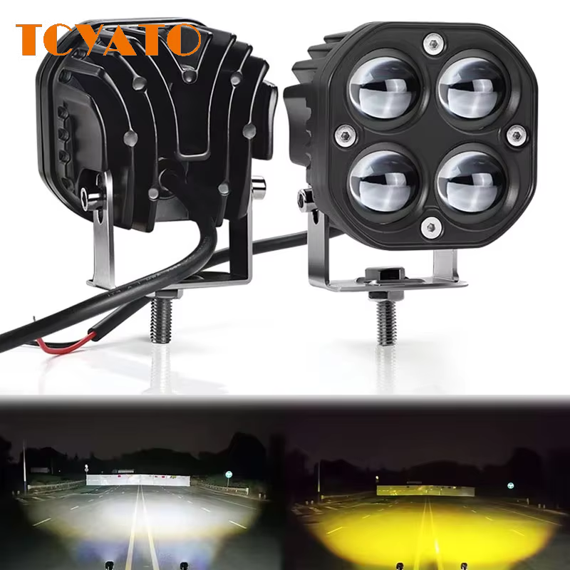 TCYATO 車・バイク用作業灯用3インチ黄白スポットライトレンズモデル