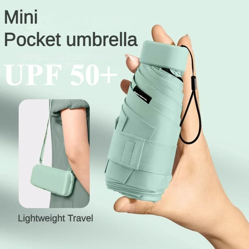 ミニ サン UV UPF50 保護雨傘 女性用 6 つ折りコンパクト