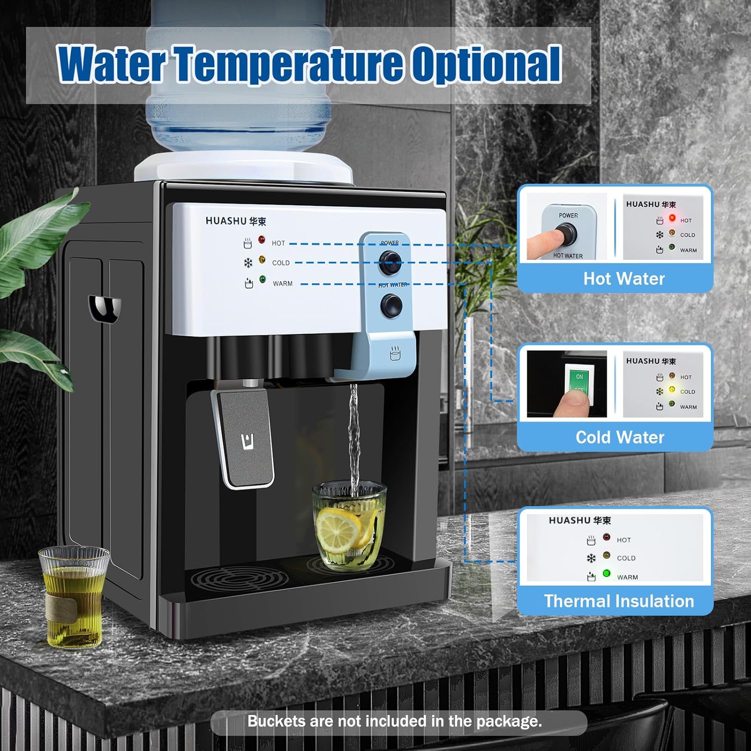 電気温水冷水ディスペンサー 5 ガロン カウンタートップ ウォーター クーラー ディスペンサー 暖かい温冷水トップローディング ホーム オフィス用