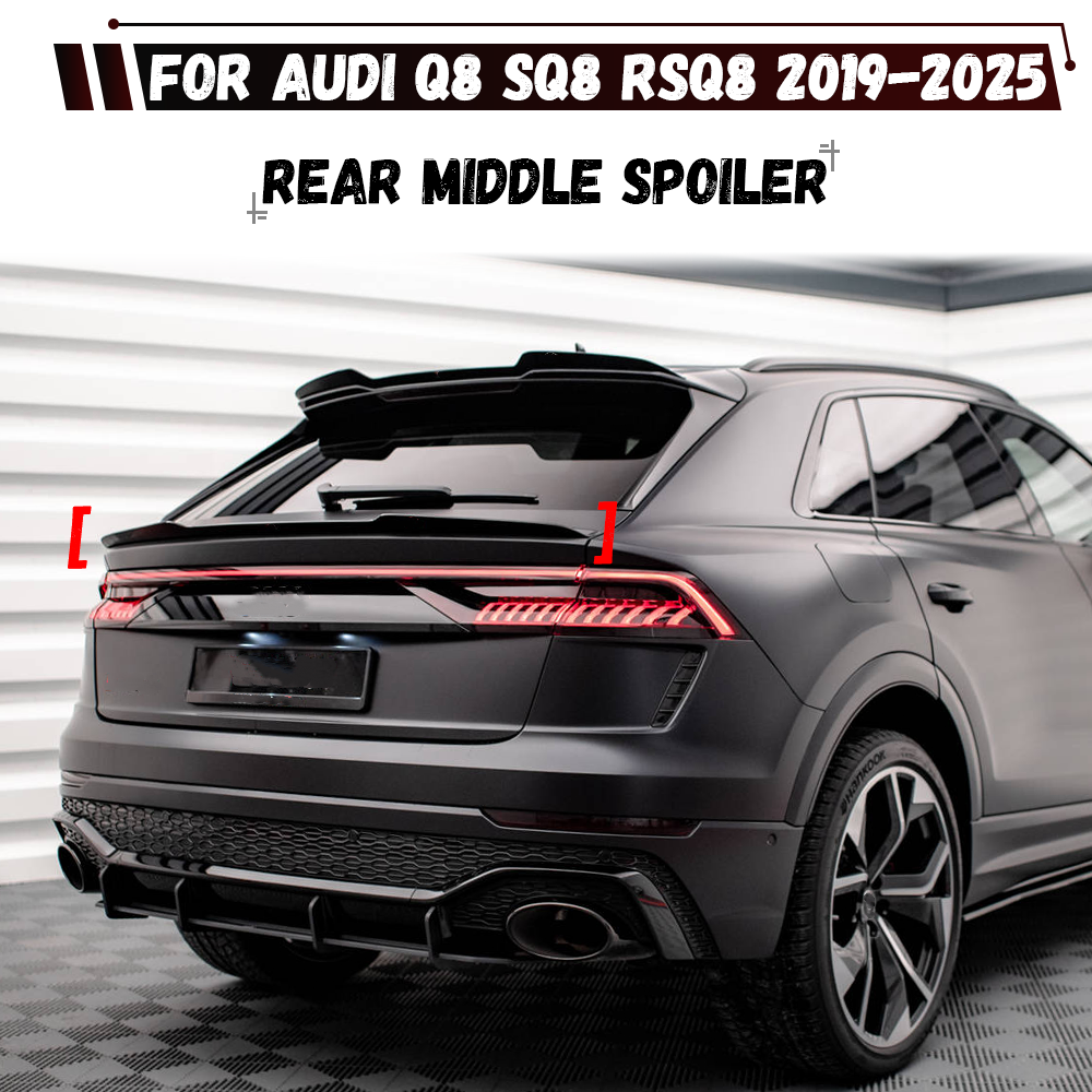 アウディ Q8 SQ8 RSQ8 2019 2020 2021 2022 2023 2024 2025 リアミドルスポイラートランクウイングリップトリム尾翼ボディキット