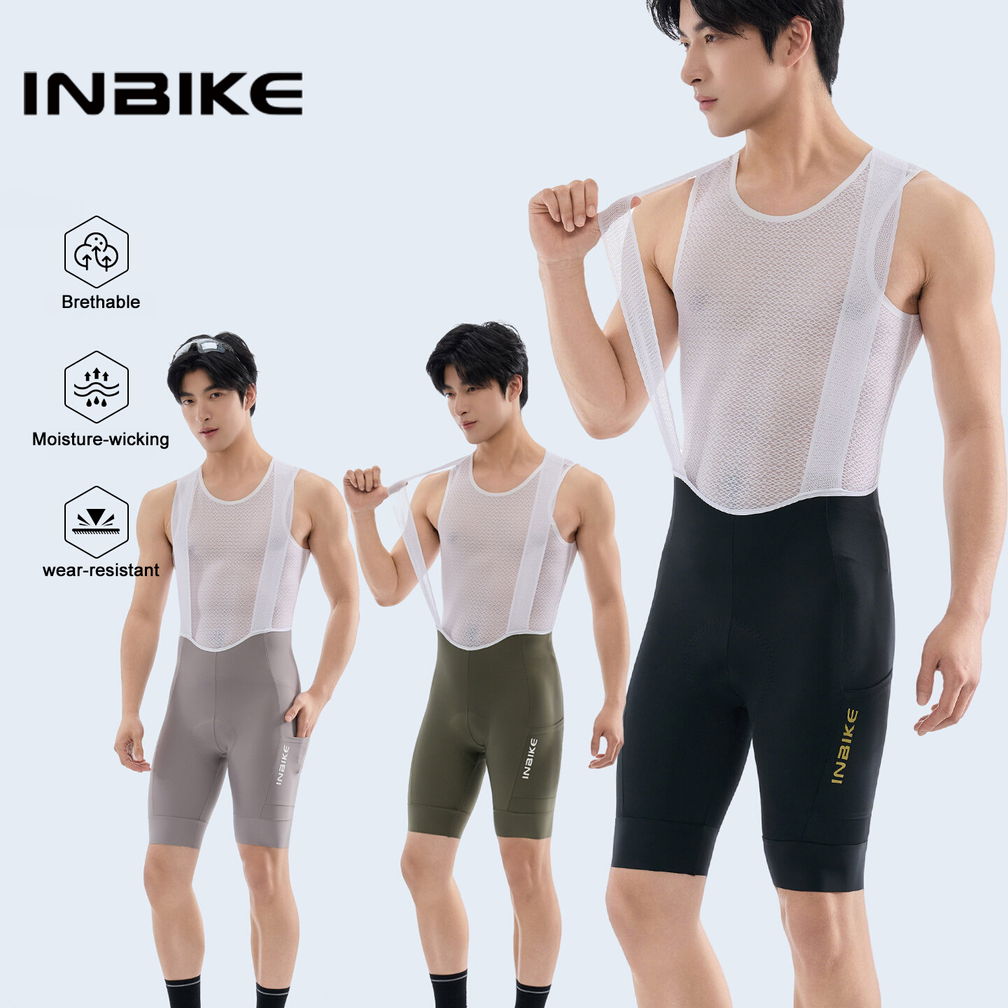 INBIKE 2026 新しいメンズ夏ビブショーツ快適な耐摩耗性プロフェッショナル快適なパッドロードバイクサイクリングソフトショーツ
