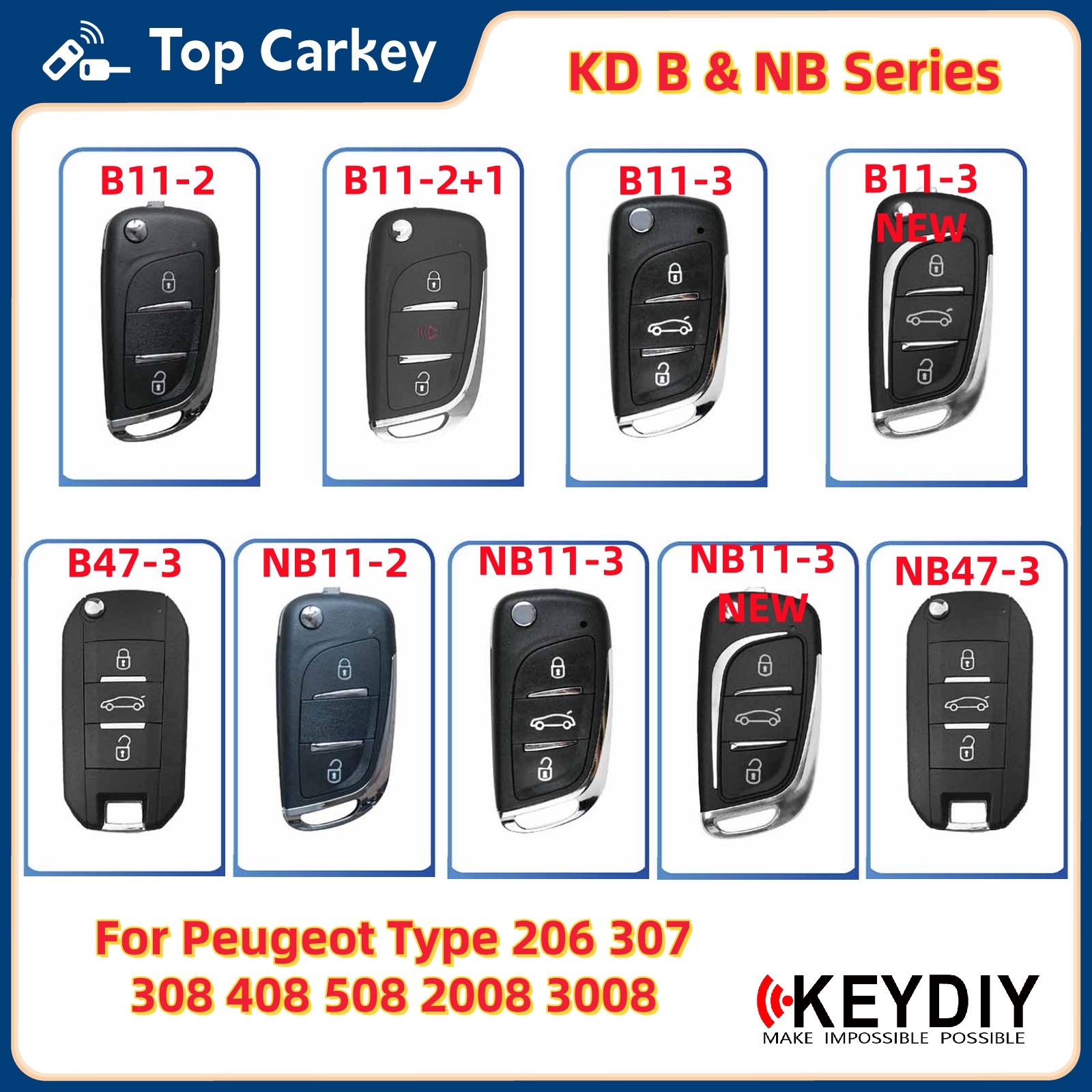 KEYDIY KD B11-2 B11-3 B47-3 NB11-2 NB11-3 NB47-3 Universal Remote Key for Peugeot Type 206 307 308 408 508 2008 3008 4008