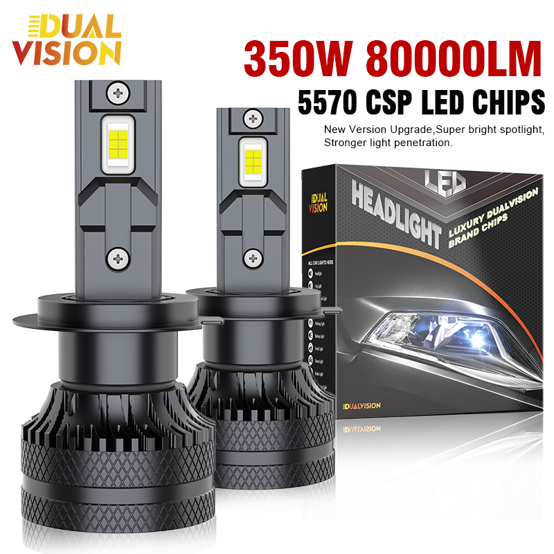 Dualvision 2 個車のライト H7 H4 H1 H8 H9 H11 9006 9005 9012 超高輝度 LED ヘッドライト高低ビームフォグライト 6000K ホワイト 12V