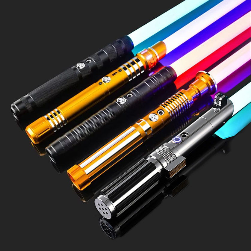 金属ハンドル RGB コスプレ両刃ライトセーバー剣 16 色変更 LED 切り替え可能な音と光の少年少女ギフト