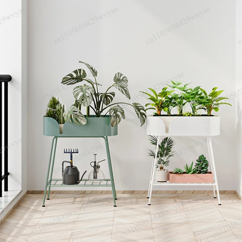 北欧鉄プラントスタンド二層自立型植木鉢ホルダー安定したラックリビングルームバルコニー用