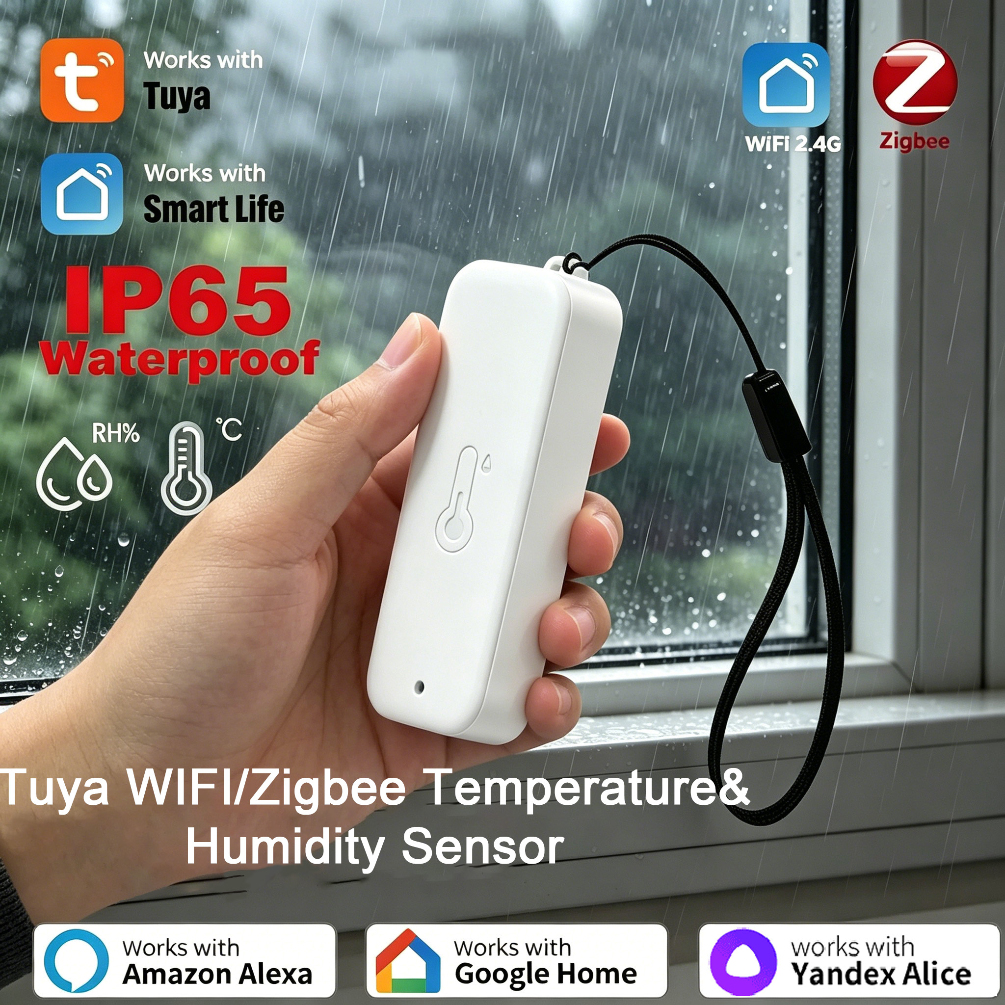 WiFi Zigbee 防水温度湿度センサー - APP リモコン温度計 Tuya Smart Life と互換性あり