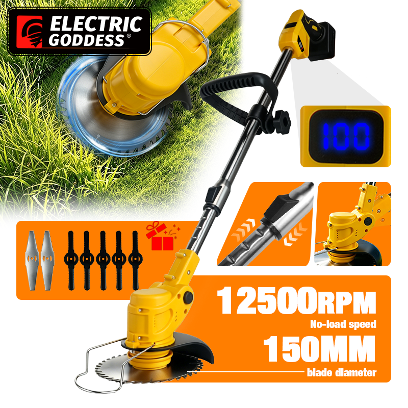 電気女神コードレス電動芝刈り機 12500RPM 草トリマーカッターガーデンツール Dewalt 20V バッテリーピン