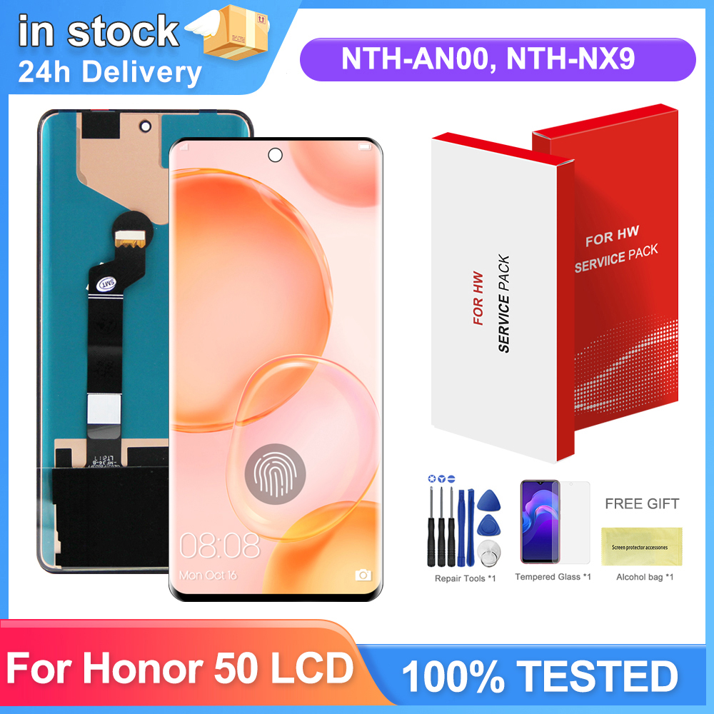 Honor 50用フレーム付き6.57インチディスプレイ NTH-AN00 NTH-NX9 LcdディスプレイタッチスクリーンDigizrtアセンブリ Huawei Honor 50用