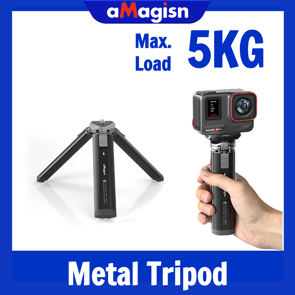aMagisn カメラ三脚 2 段階の高さ調整付き、1/4 インチスレッド、最大荷重 5kg、Gopro DJI Insta360 アクションカメラアクセサリー用