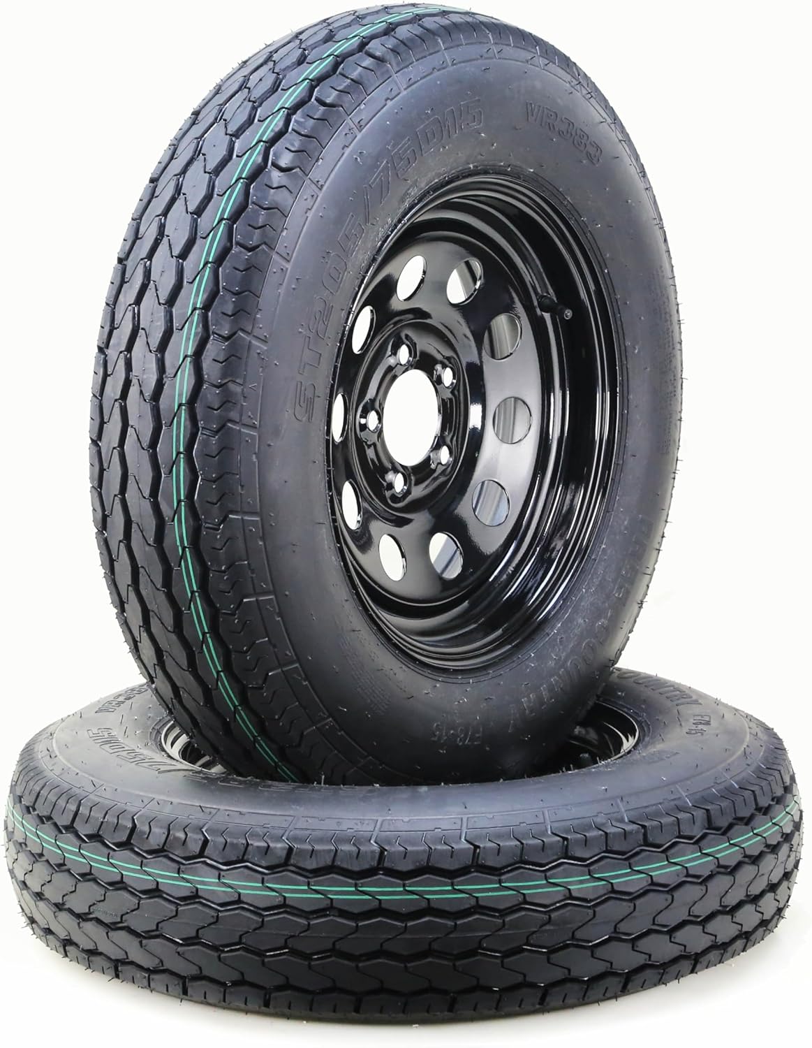 トレーラー タイヤ ホイール アセンブリ ST205 75D15 6 プライ 5 ラグ 4.5 インチ PCD 2 個セット