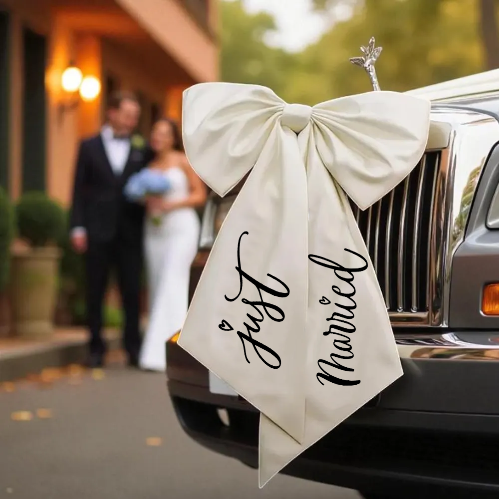 60 × 100 センチメートル新婚結婚式の車の弓リボン新婚旅行の結婚式の車の写真小道具ブライダルパーティー屋外シーンの装飾用品