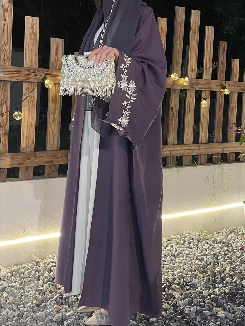 イスラム教徒のスカーフアバヤ女性のためのモロッコオープンイードドバイカーディガンローブ刺繍ロングドレスラマダンイスラム Vestidos カフタン 2025