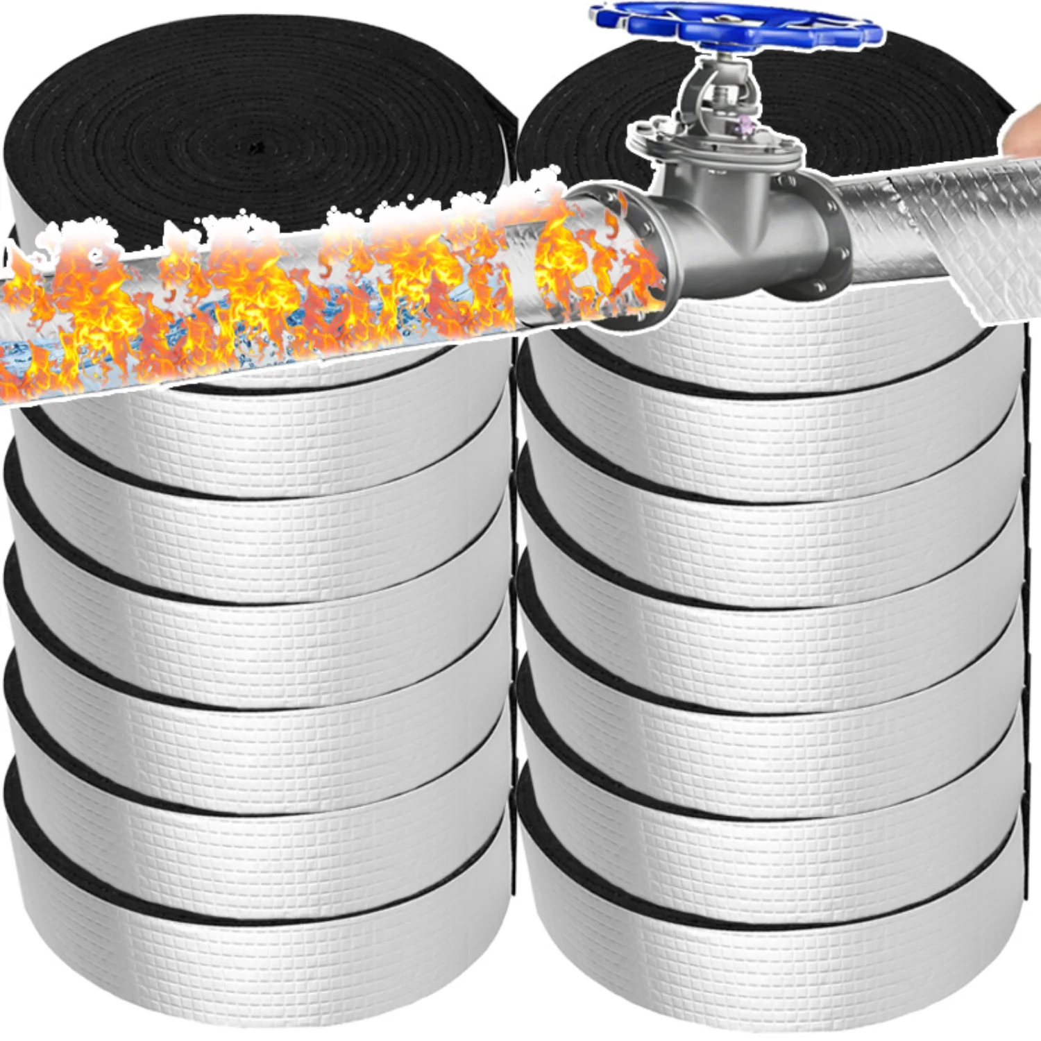 1-5Roll Aluminum Foil Tapes Self Adhesive Pipe Insulation Tape for Outdoor Winter Freeze Protection Hot Cold Water Pipe Wrapping